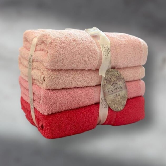 Ensemble serviettes de visage 4 pièces dégradé 100% Cotton Rose