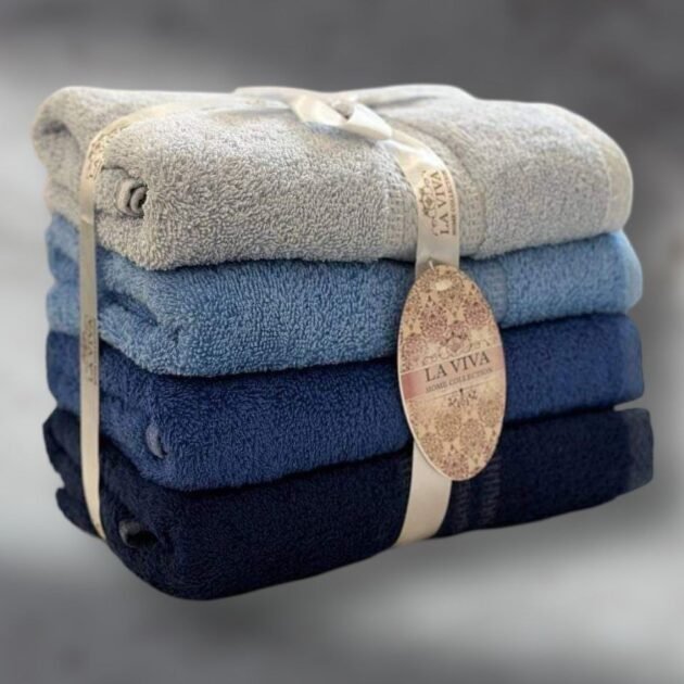 Ensemble serviettes de visage 4 pièces dégradé 100% Cotton Bleu Nuit