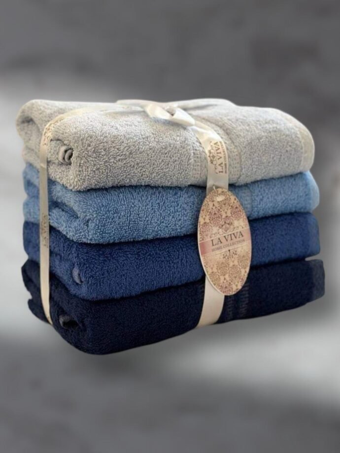 Ensemble serviettes de visage 4 pièces dégradé 100% Cotton Bleu Nuit