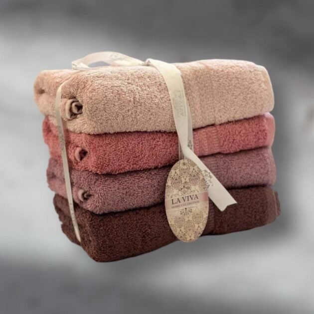 Ensemble serviettes de visage 4 pièces dégradé 100% Cotton Bois de rose