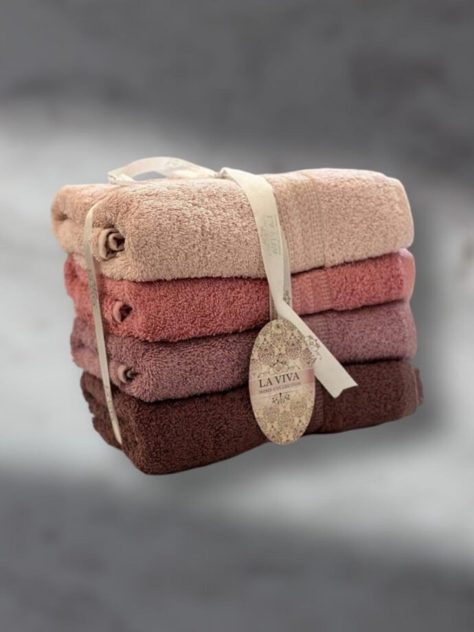 Ensemble serviettes de visage 4 pièces dégradé 100% Cotton Bois de rose