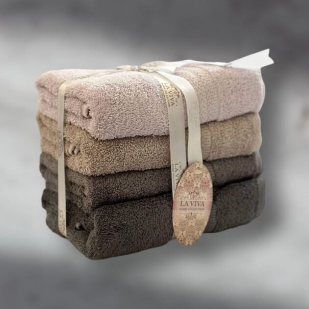 Ensemble serviettes de visage 4 pièces dégradé 100% Cotton Gris