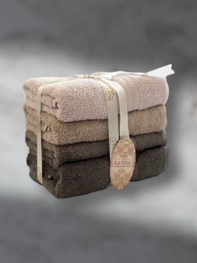 Ensemble serviettes de visage 4 pièces dégradé 100% Cotton Gris