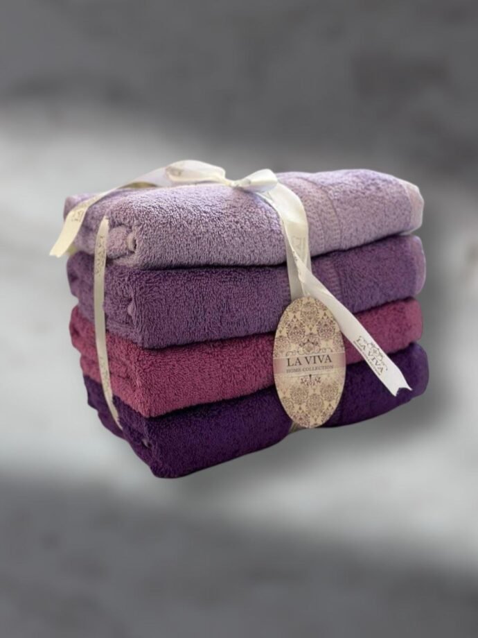 Ensemble serviettes de visage 4 pièces dégradé 100% Cotton Mauve