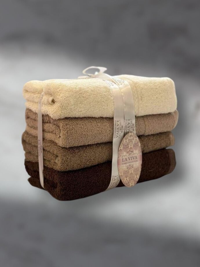 Ensemble serviettes de visage 4 pièces dégradé 100% Cotton Marron