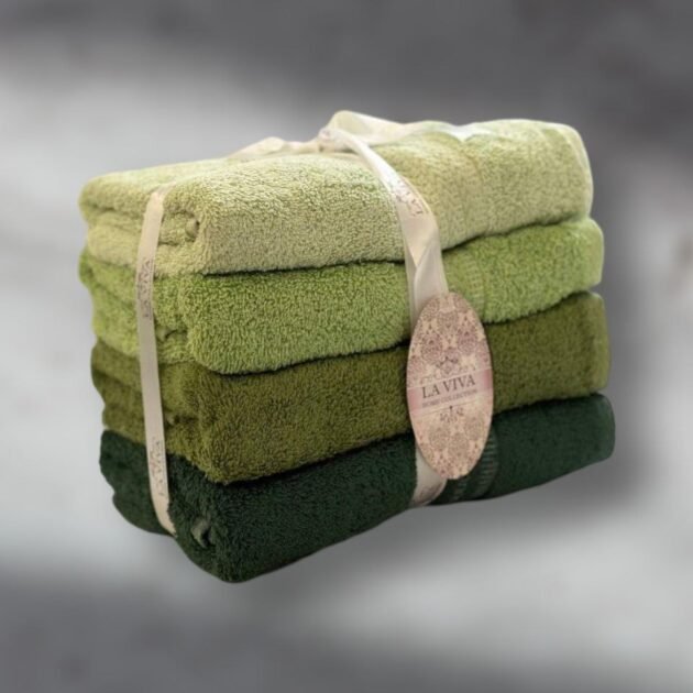 Ensemble serviettes de visage 4 pièces dégradé 100% Cotton Vert