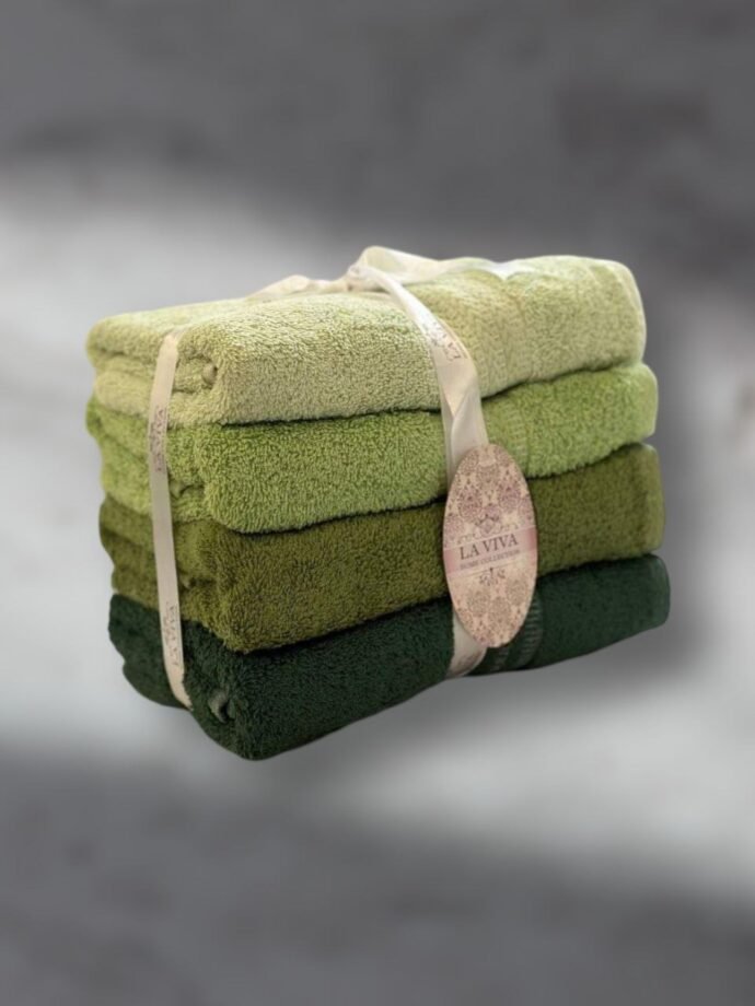 Ensemble serviettes de visage 4 pièces dégradé 100% Cotton Vert