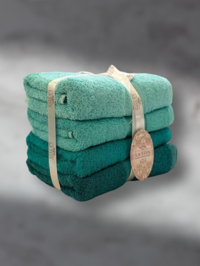 Ensemble serviettes de visage 4 pièces dégradé 100% Cotton Vert d'eau