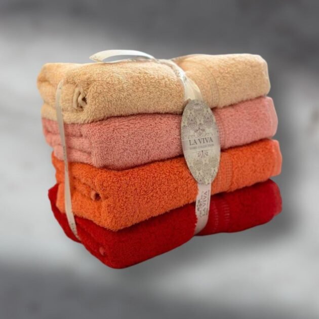 Ensemble serviettes de visage 4 pièces dégradé 100% Cotton Orange