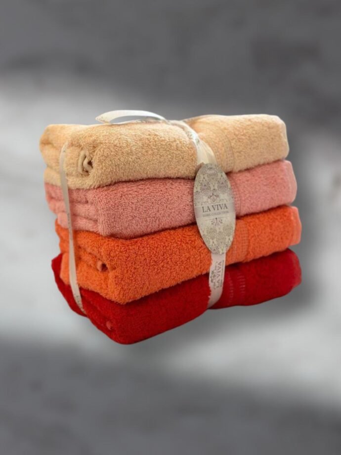 Ensemble serviettes de visage 4 pièces dégradé 100% Cotton Orange