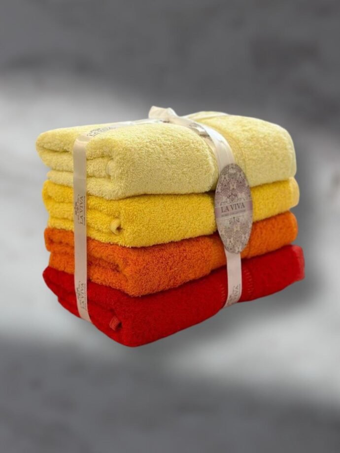Ensemble serviettes de visage 4 pièces dégradé 100% Cotton Jaune
