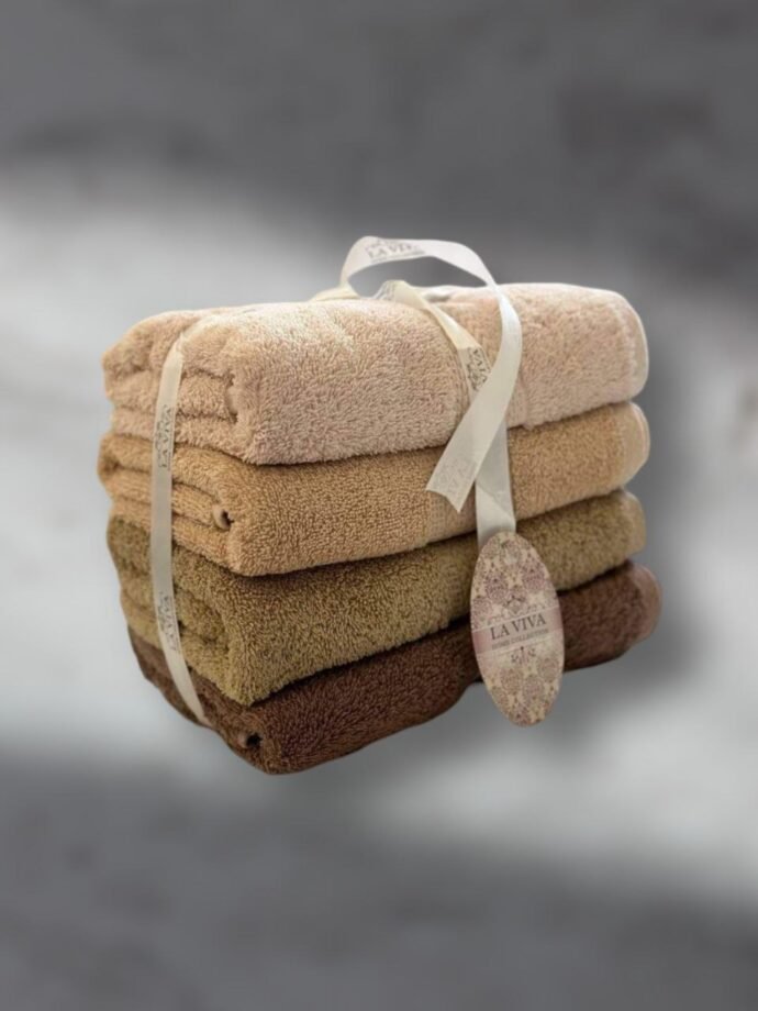 Ensemble serviettes de visage 4 pièces dégradé 100% Cotton Beige